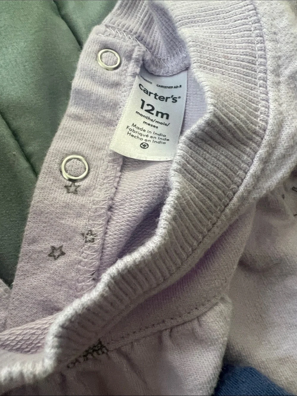 Old Navy & carters Baby rompers in Navy, Mint & Lavender - Set of 3